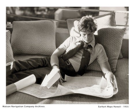 amelia earhart with maps